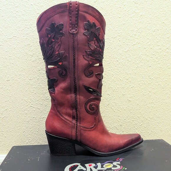 Red Carlos Santana Slinger Cowboy Boots size 7 - Picture 5 of 11